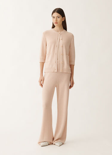Fabiana Filippi Pantalone in cotone e lino con paillettes, cipria ROSA PAD265F351D2730000