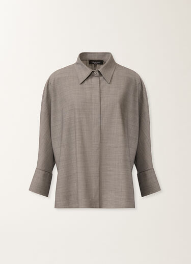 Fabiana Filippi Camicia cropped in fresco lana bistretch, roccia melange Grigio CAD266F309L7710000