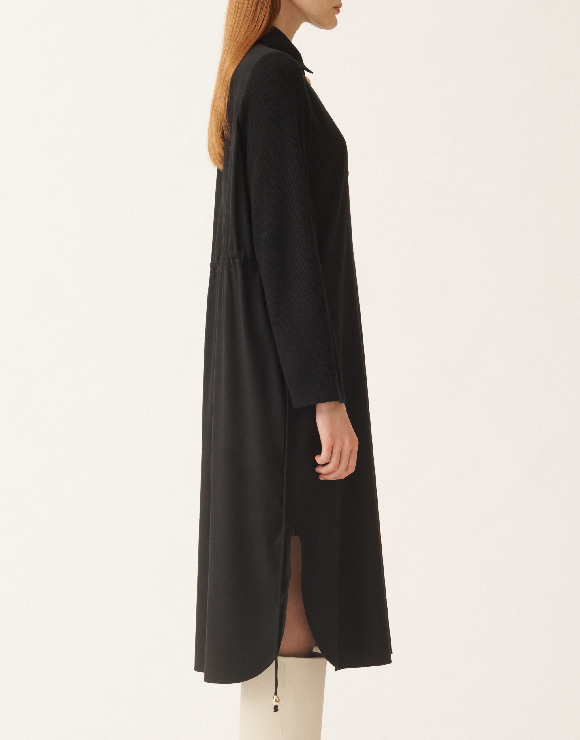 Shirt dress in flannel, black for Women | Fabiana Filippi®