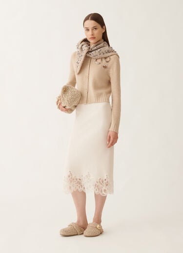 Fabiana Filippi Platinum skirt with macramé lace, raffia WHITE GND215F395L5190000