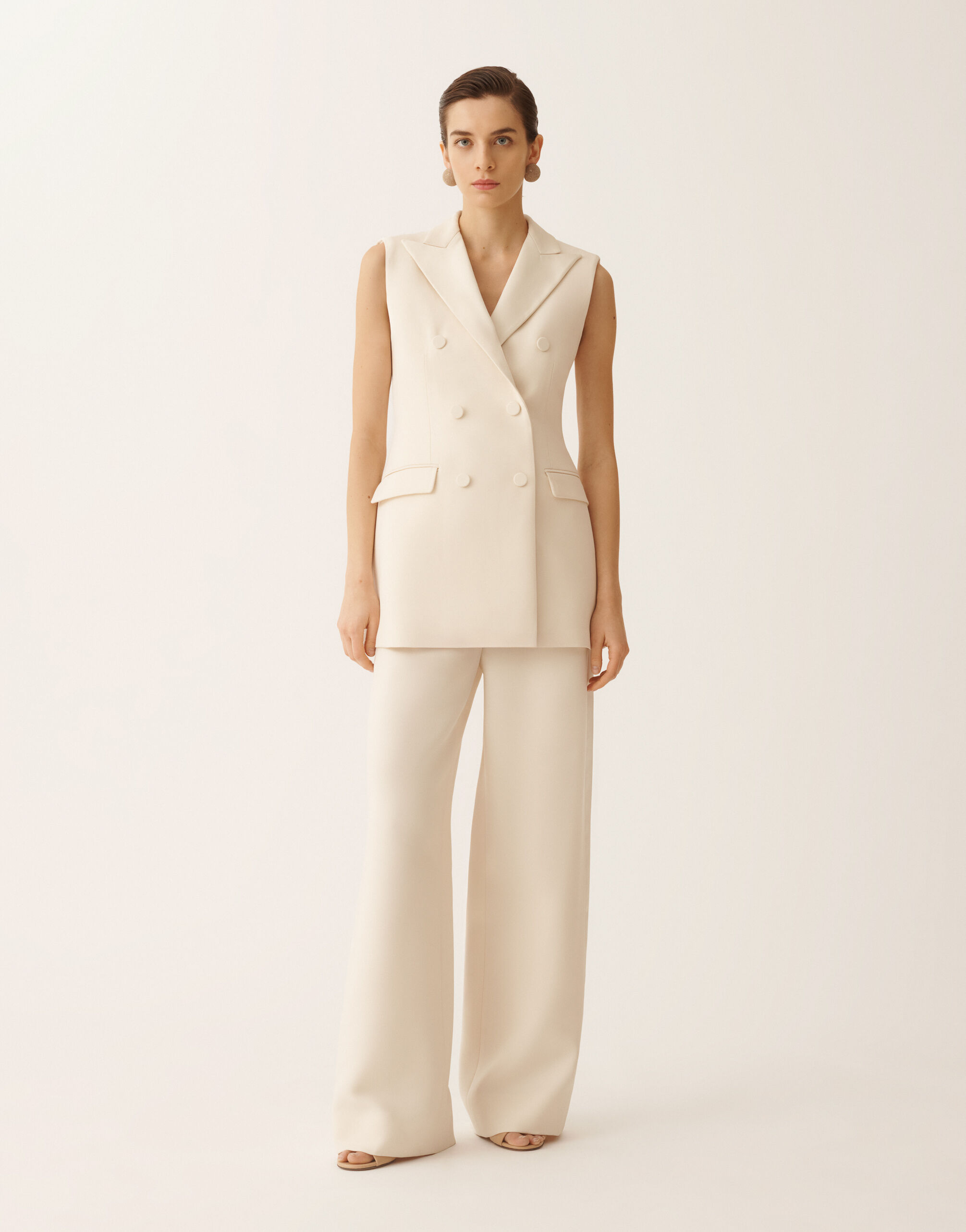 Fabiana Filippi Butter-colored long vest in wool and silk BUTTER GCD276F669M1390000