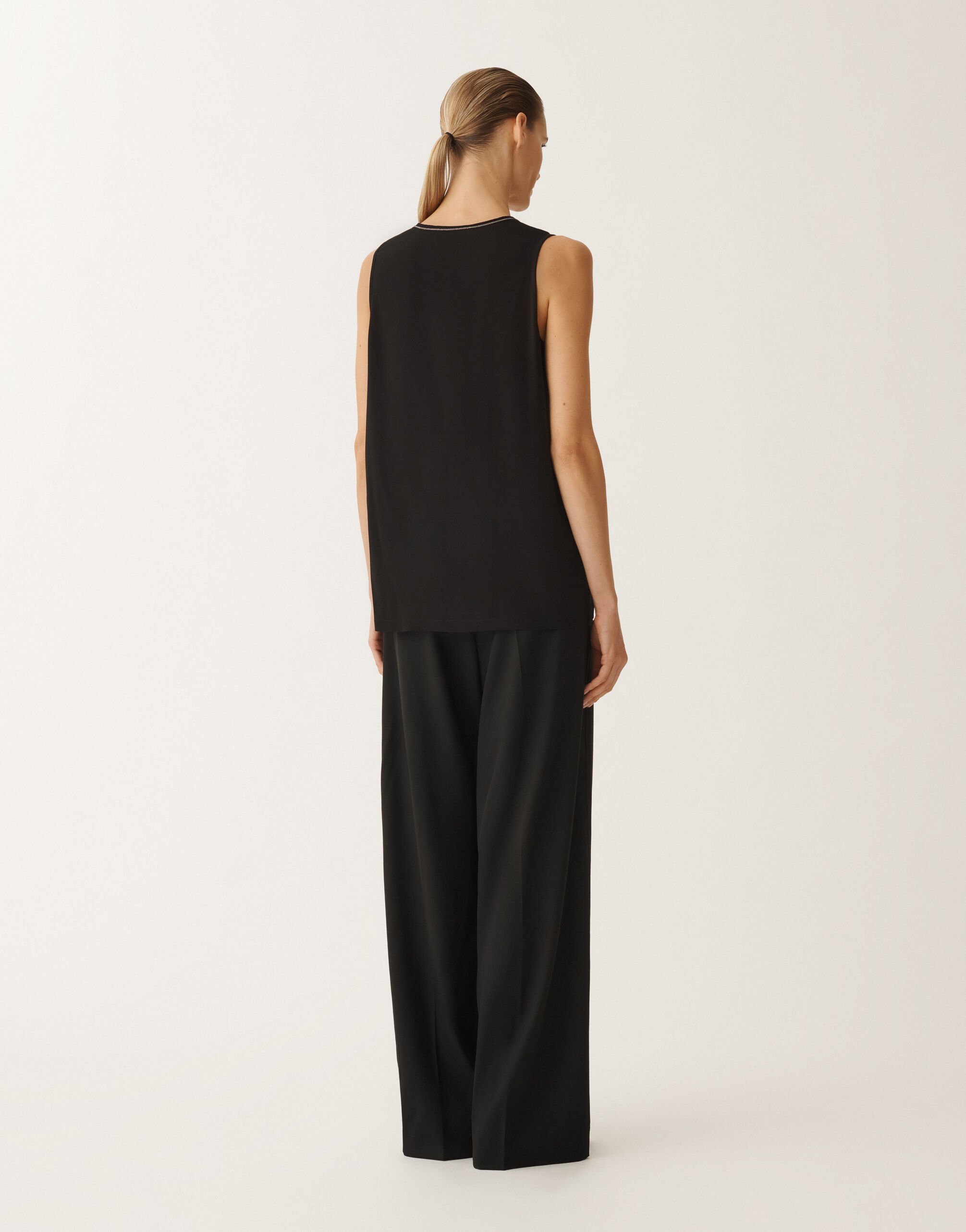 Fabiana Filippi Stretch sablé vest top, black BLACK TPD265F773L2350000