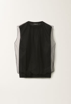Fabiana Filippi CASHMERE SILK TANK TOP WITH TULLE LAYER BLACK MAD265F038L1610000