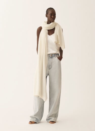 Mohair scarf with micro sequins, raffia Fabiana Filippi Mohair scarf with micro sequins, raffia White SAD266A878L7950000