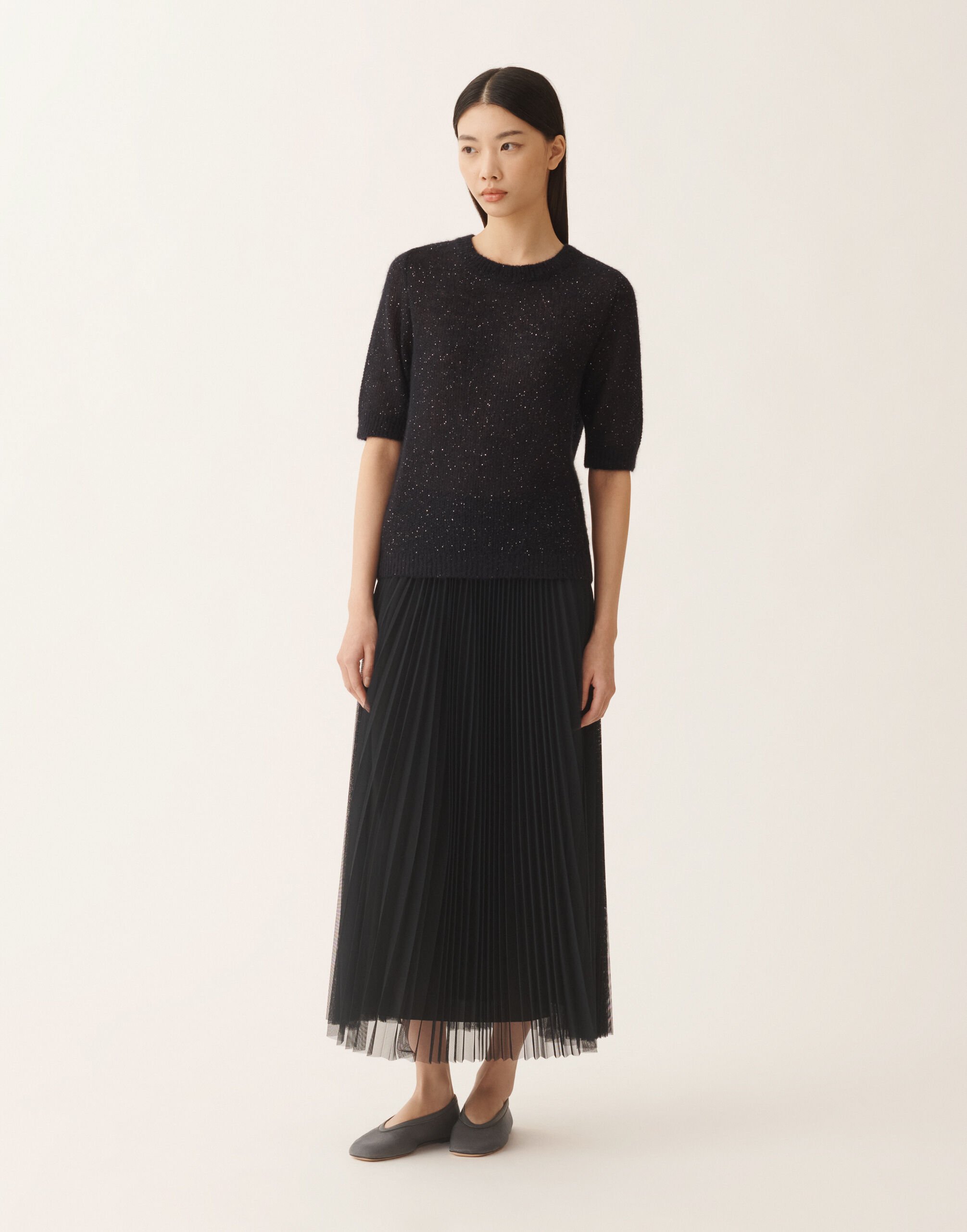 Fabiana Filippi Midnight blue mohair sweater with sequins Blue MAD266F131L7950000