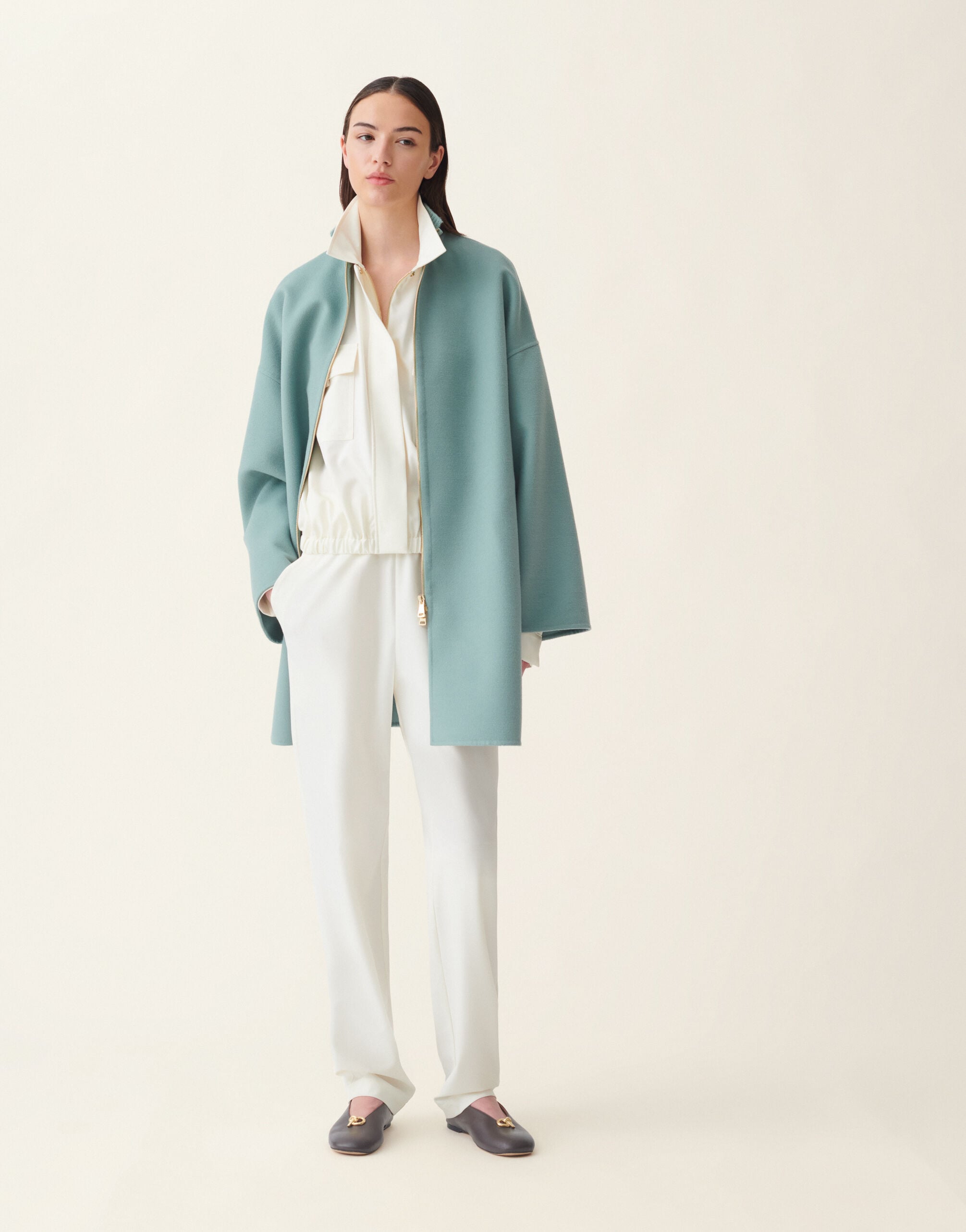 Fabiana Filippi Pantalón en tecno tailoring, mantequilla Mantequilla PAD216F304M5210000