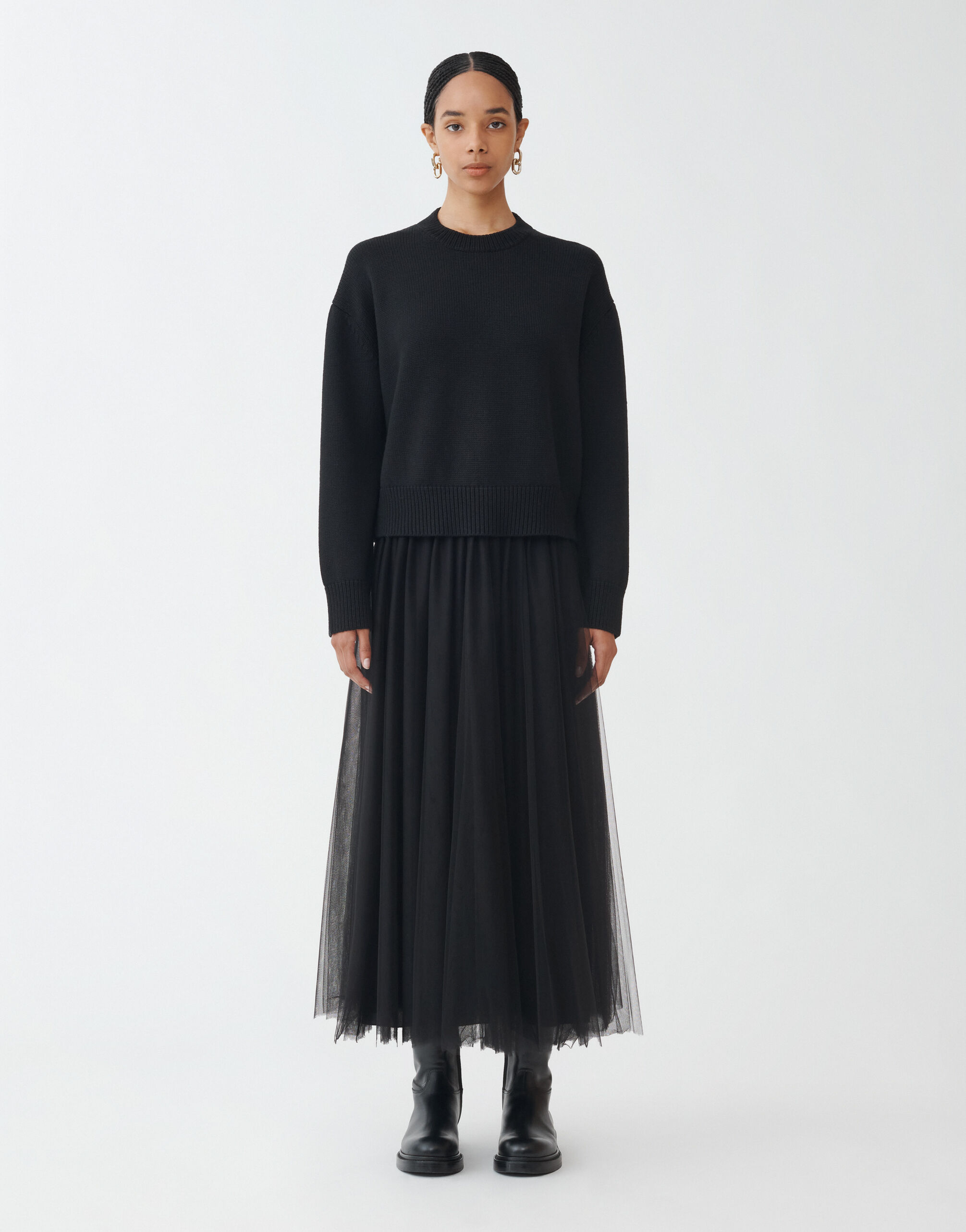 Fabiana Filippi Jupe midi en tulle, noir noir GND264F278I9320000