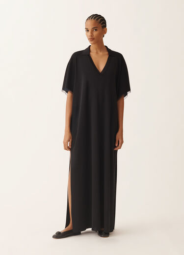 Fabiana Filippi Kaftán de viscosa resplandeciente en azul medianoche AZUL MEDIANOCHE ABD276F604M1090000