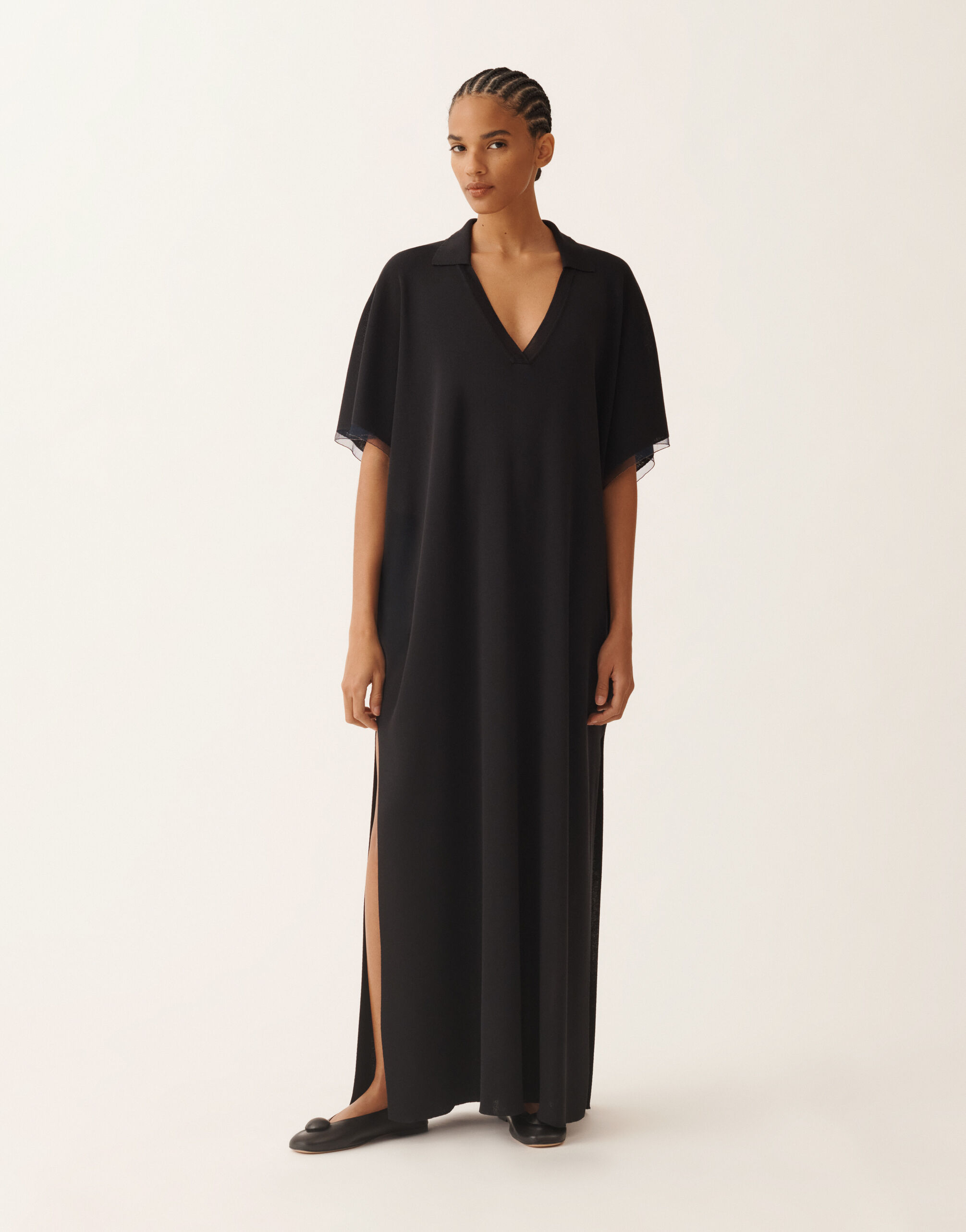 Fabiana Filippi Kaftán de viscosa resplandeciente en azul medianoche AZUL MEDIANOCHE ABD276F604M1090000