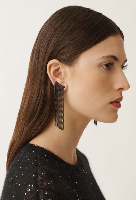 Fabiana Filippi Boucles d’oreilles à franges en fil diamanté, noir NOIR BXD265A944L2700000