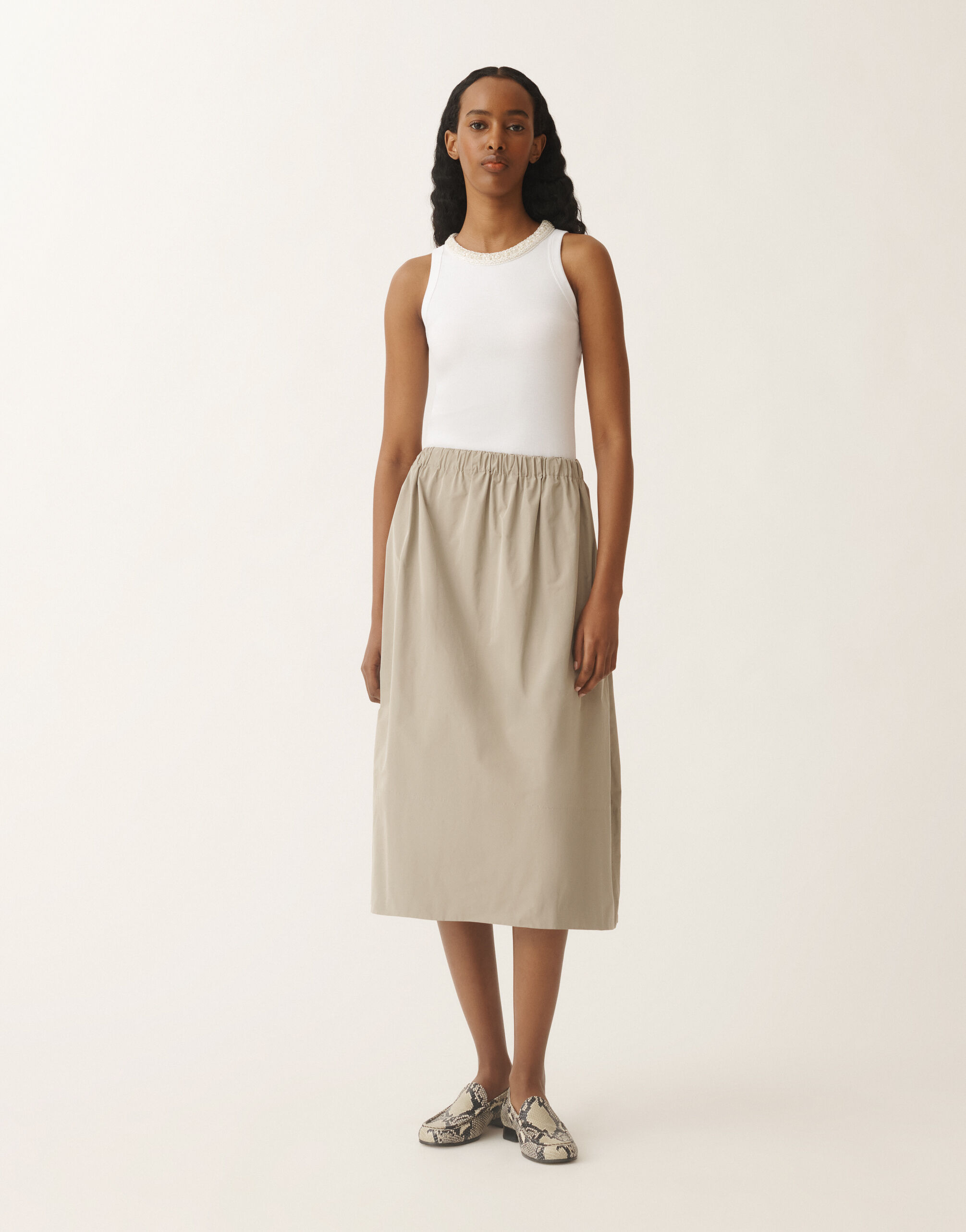 スカート FABIANA FILIPPI Woman Skirt Beige GND215F426L548 0157 Buttoned tweed mini skirt, maple and black for Women