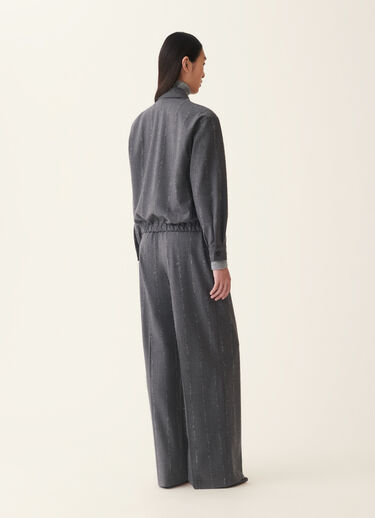 Fabiana Filippi Pinstriped flannel bomber-style shirt, charcoal Charcoal CAD226F704M4130000
