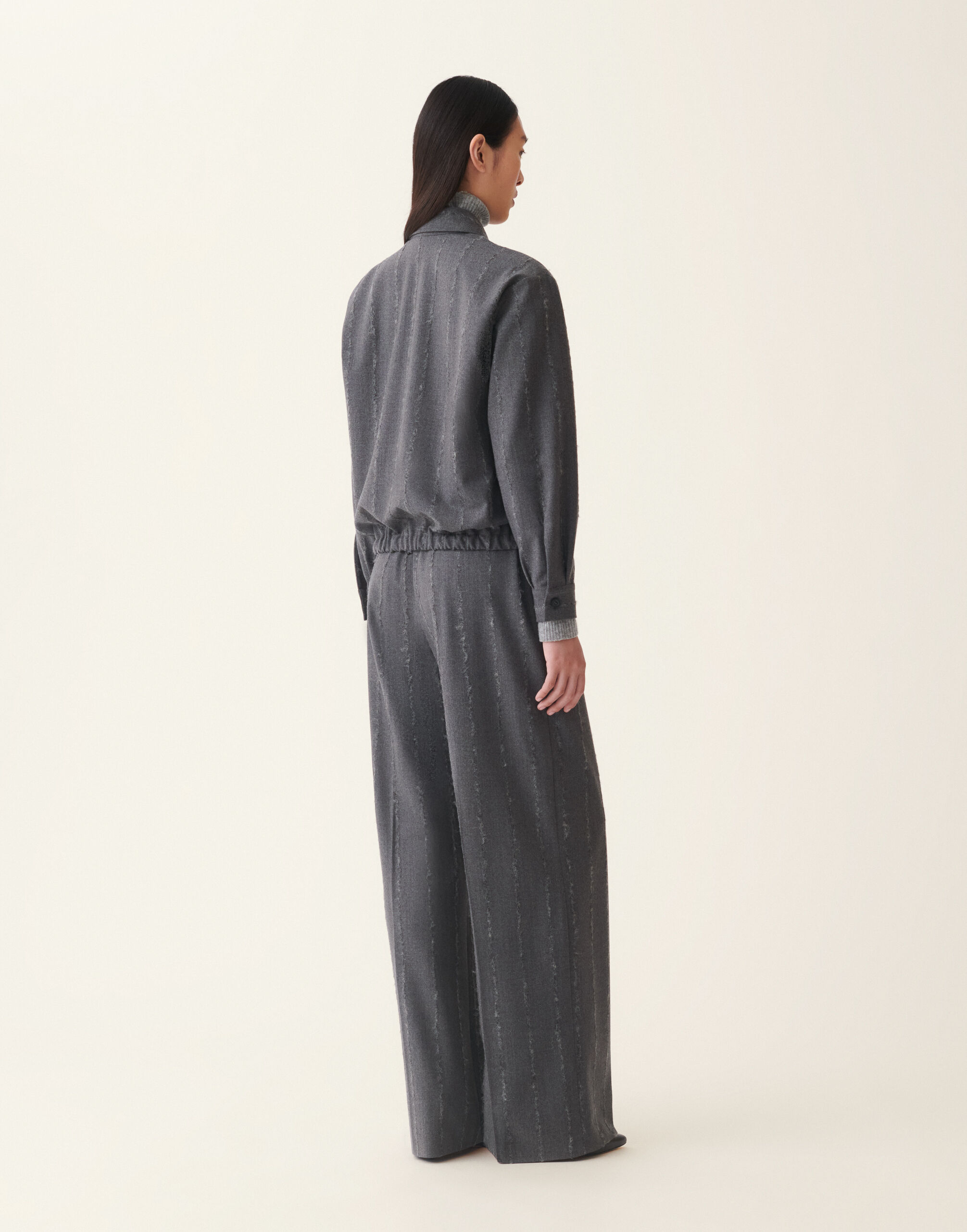 Fabiana Filippi Pinstriped flannel bomber-style shirt, charcoal Charcoal CAD226F704M4130000