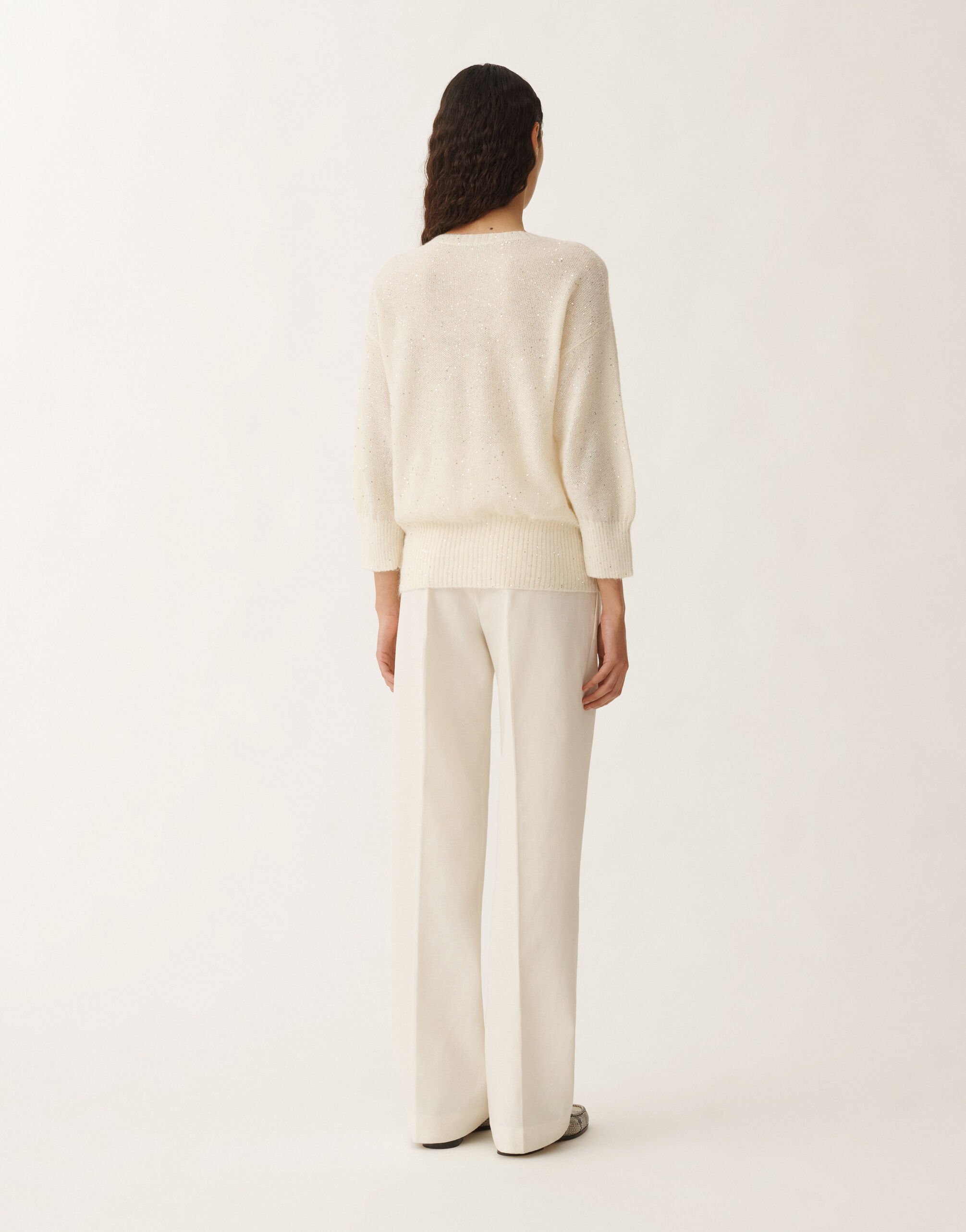 Fabiana Filippi Maglia in mohair, mastice BIANCO MAD265F040D8170000