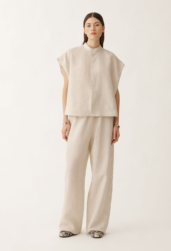 Fabiana Filippi Linen canvas shirt, greige GREIGE CAD275F883L3770000