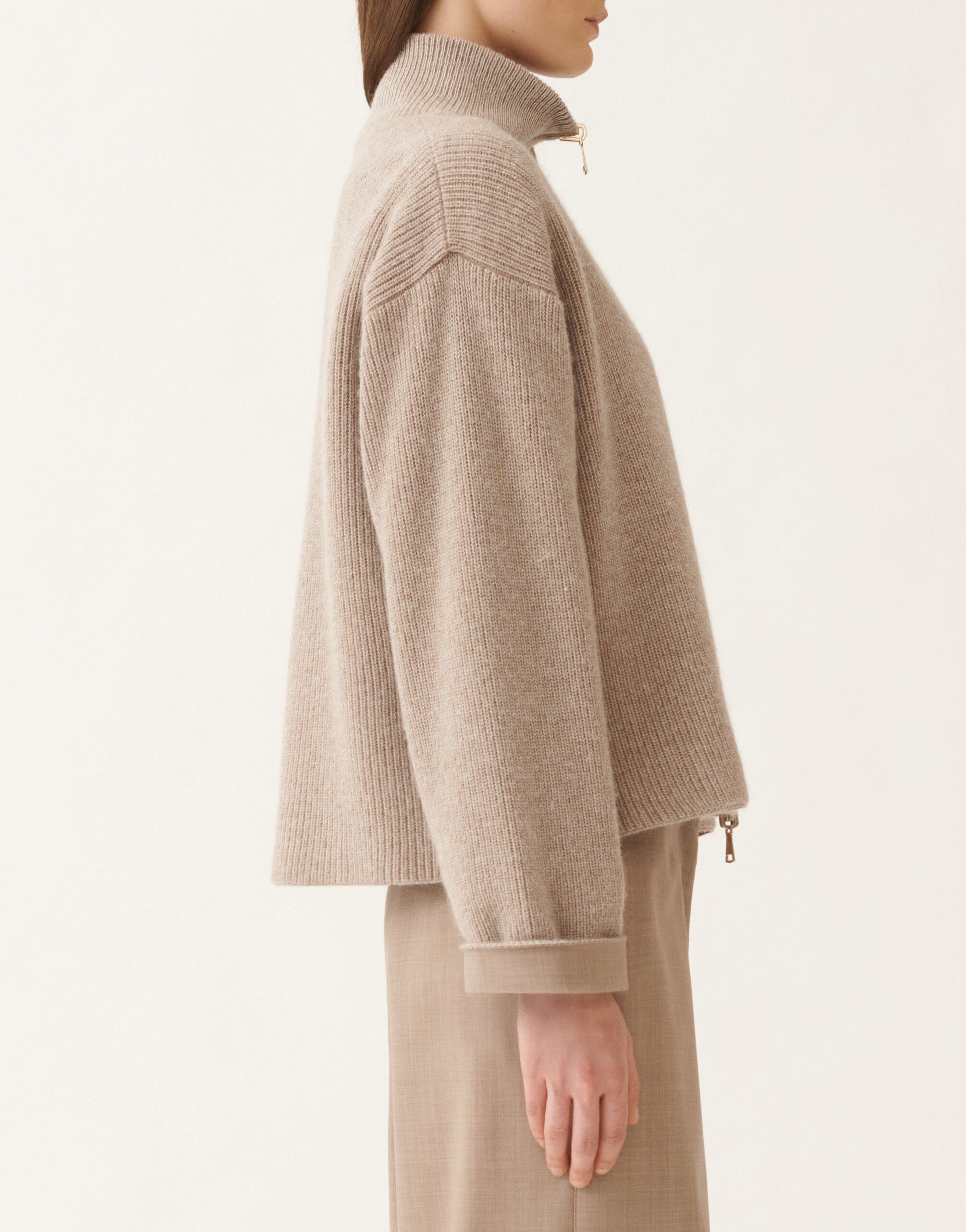 Fabiana Filippi Chaqueta reversible de mohair platino en lana ligera, cacao y arce Blanco GCD225F641L6800000