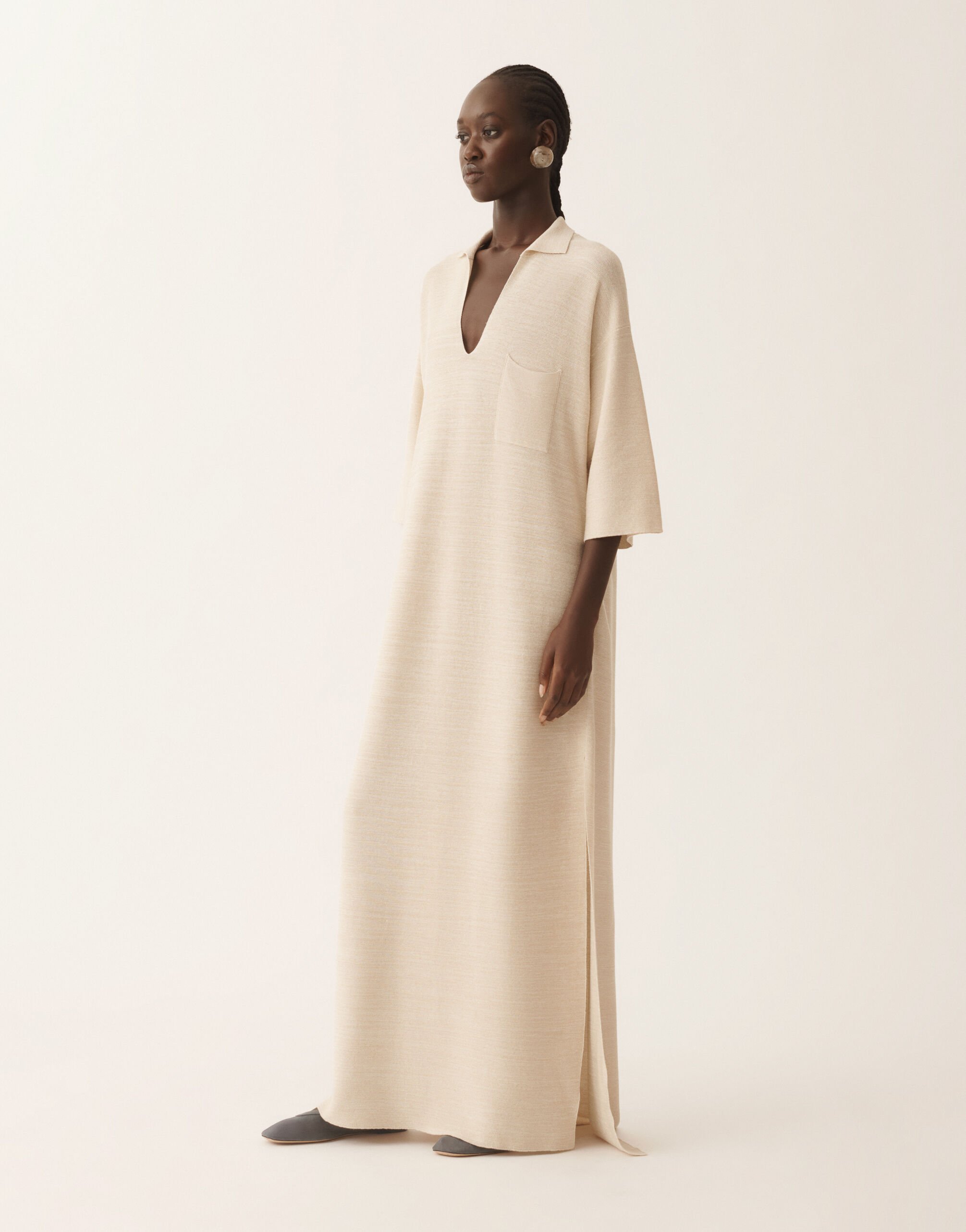 Fabiana Filippi Polo dress in wool, cotton, and lurex, butter Butter ABD266F159L7660000