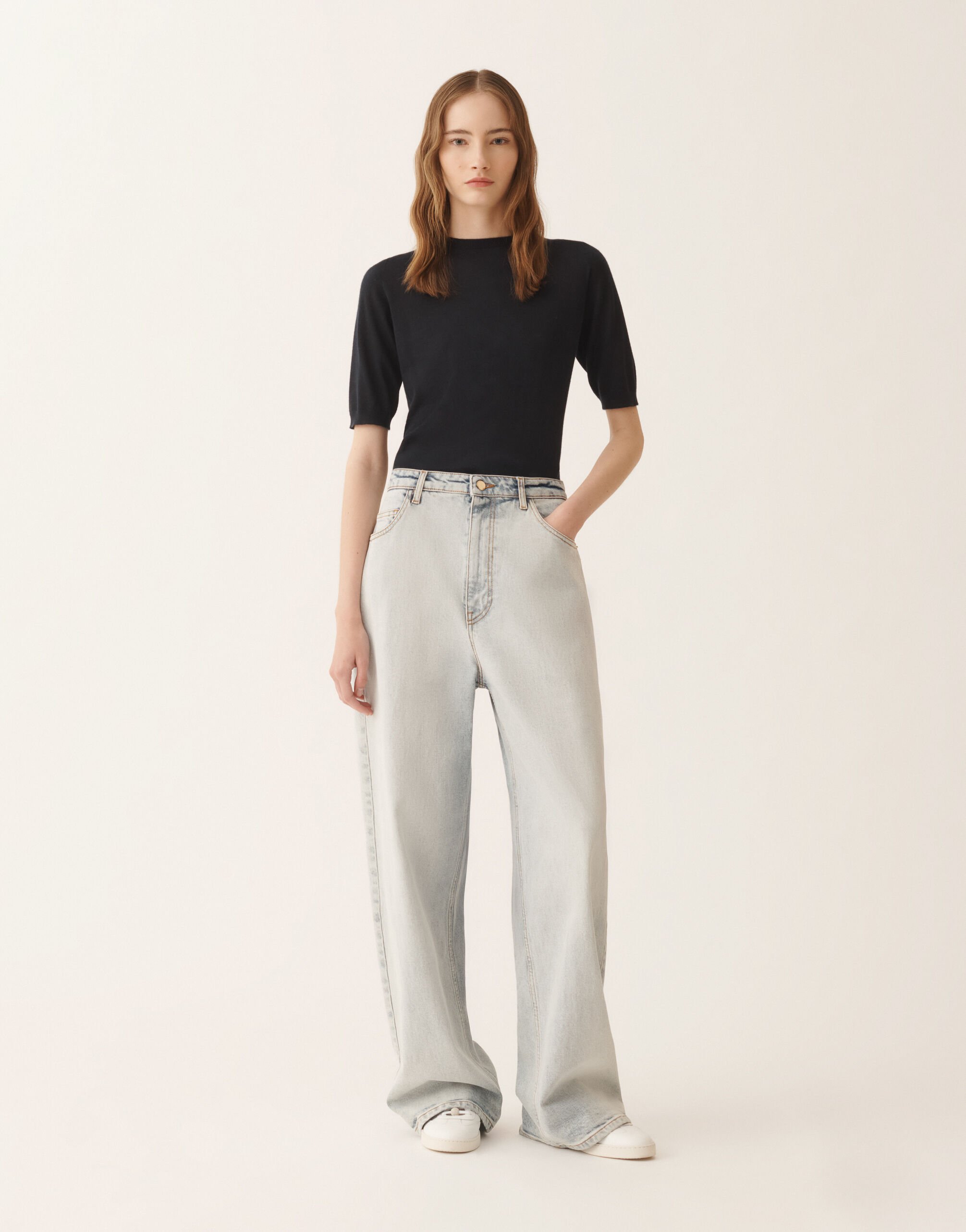 Fabiana Filippi Marbled aqua denim pants Blue PAD266F342L7310000