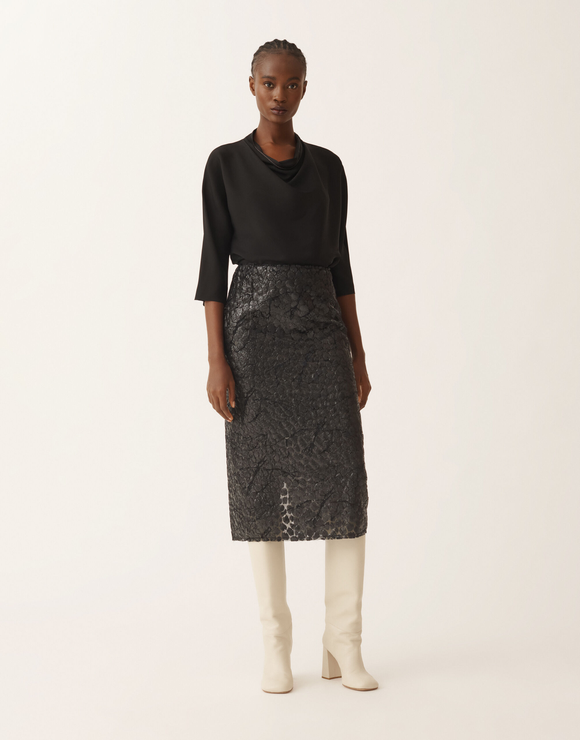 Fabiana Filippi Top in enver satin, black Black TPD225F843L7030000