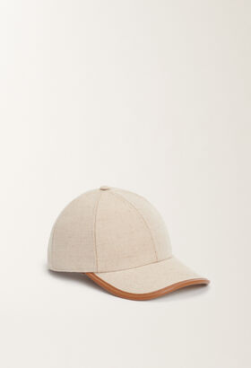 Fabiana Filippi Canvas and leather baseball cap, tan WHITE SAD265A810D8170000