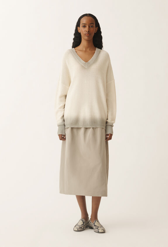 Fabiana Filippi Pull en coton et lin à paillettes, blanc BLANC MAD275F531L3820000