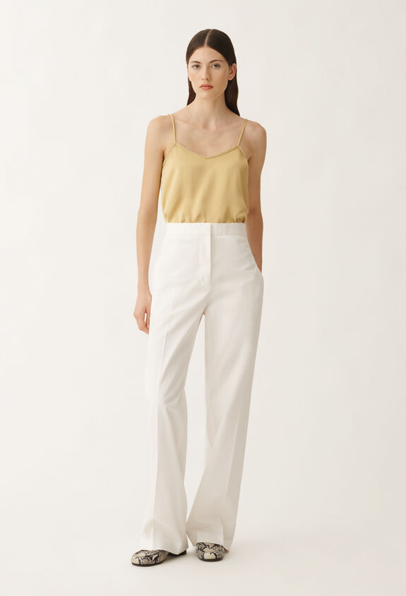 Fabiana Filippi COTTON GABARDINE STRAIGHT LEG TROUSERS WITH FILO DIAMANTE WHITE PAD265F320L1920000