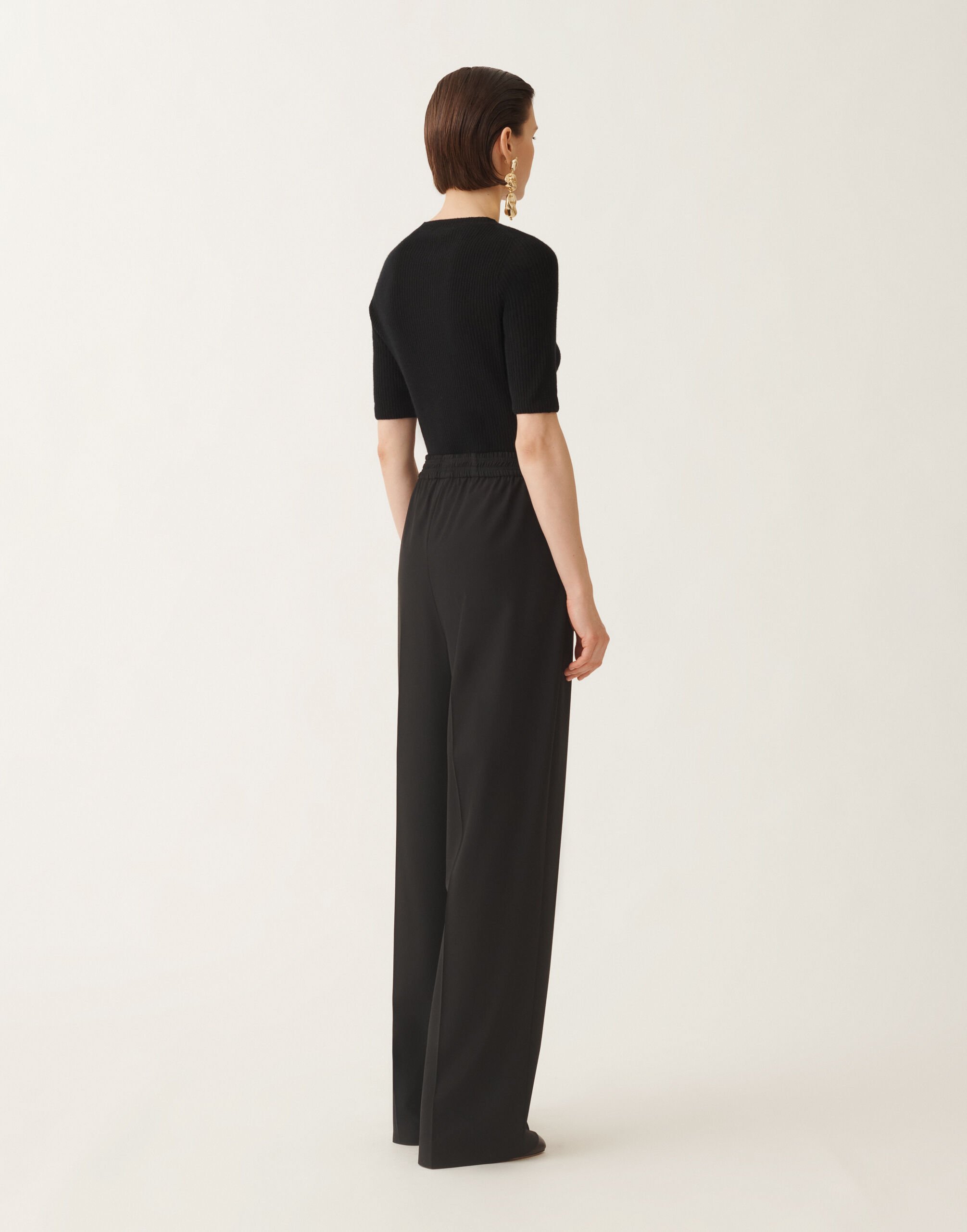 Fabiana Filippi Jogger trousers in bi-stretch fresco wool, black rock Black PAD215F353D6200000