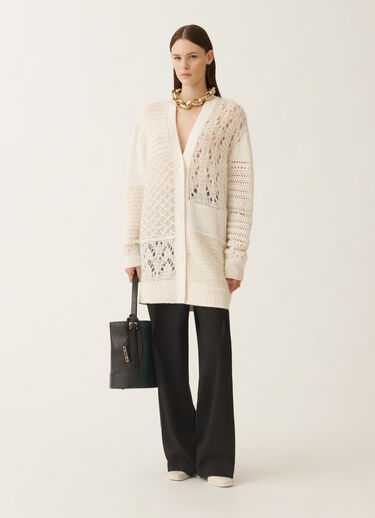 Fabiana Filippi Cardigan in Platinum and mohair, raffia White MAD225F523L7130000