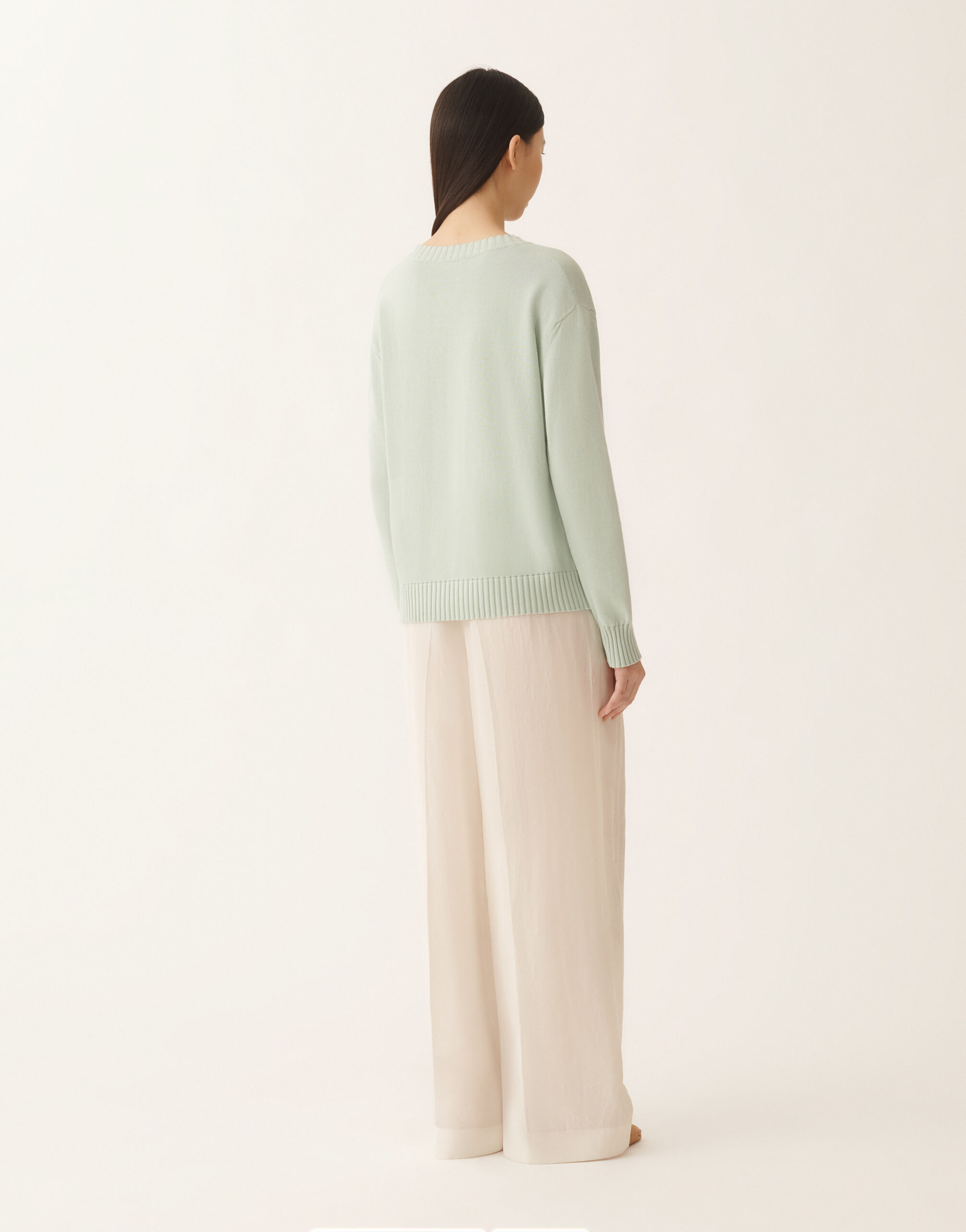 レディースSweater in organic cotton, Ghirri green ニットウェア