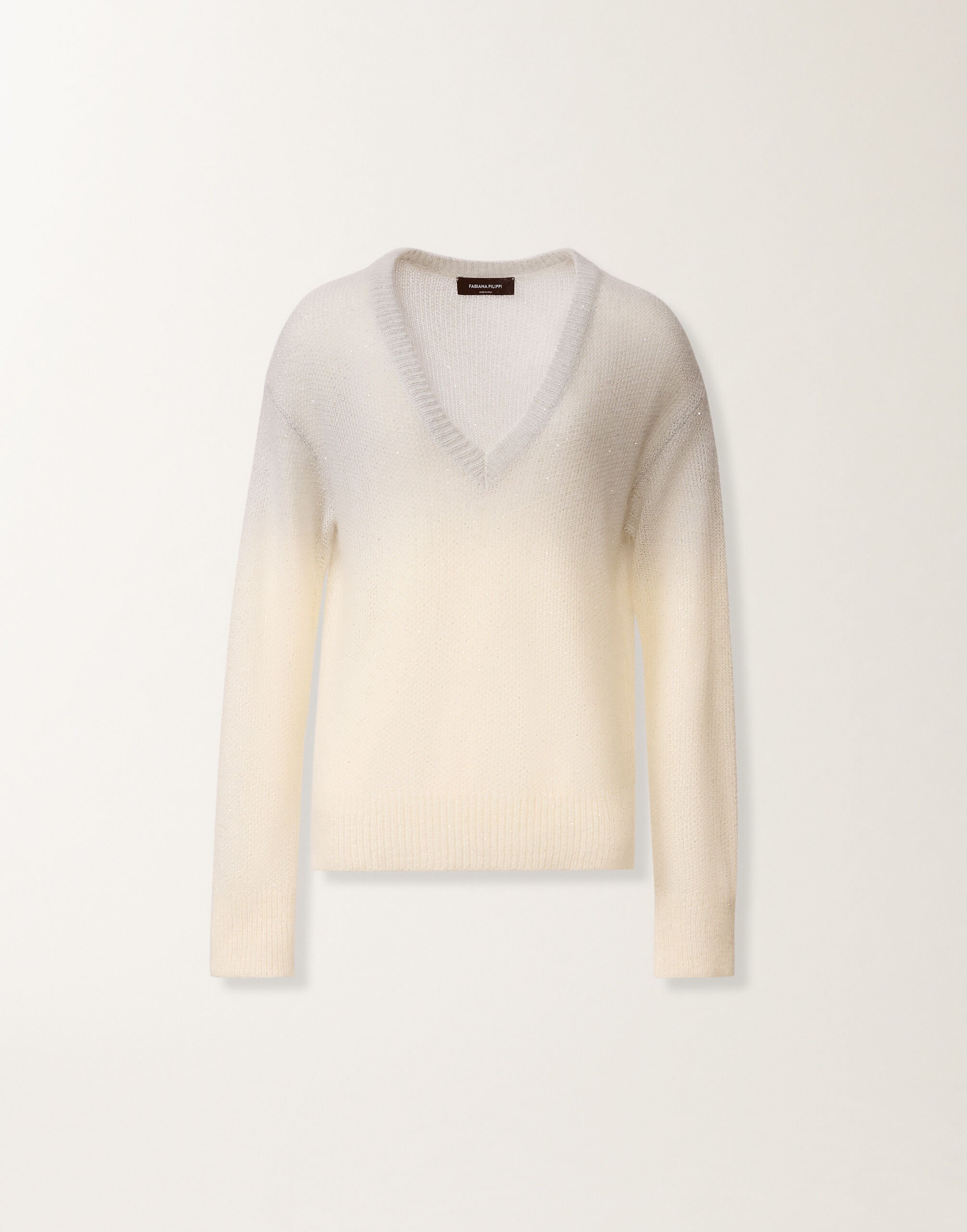 Fabiana Filippi Mohair sweater with ombré sequins, raffia, and gray Gray MAD266F124L9000000