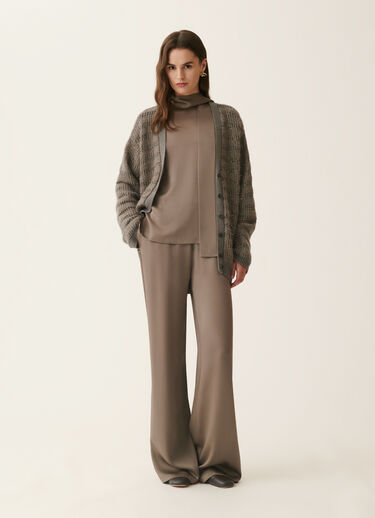 Platinum and mohair cardigan with sequin stripes, falcon Fabiana Filippi Platinum and mohair cardigan with sequin stripes, falcon Falcon MAD226F453M420M093