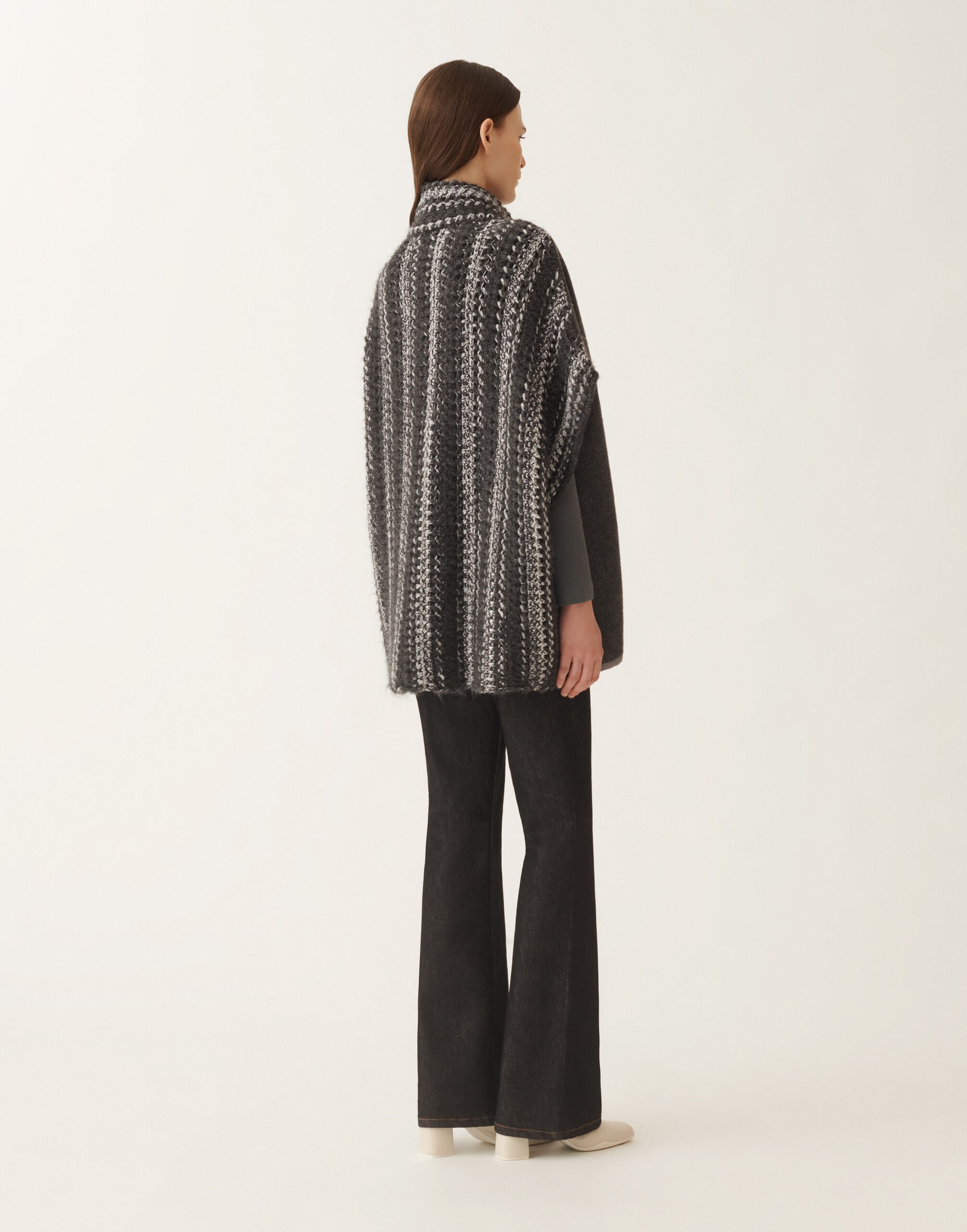 Fabiana Filippi Cape in soft double chevron, grey Grey CTD225F726L7020000