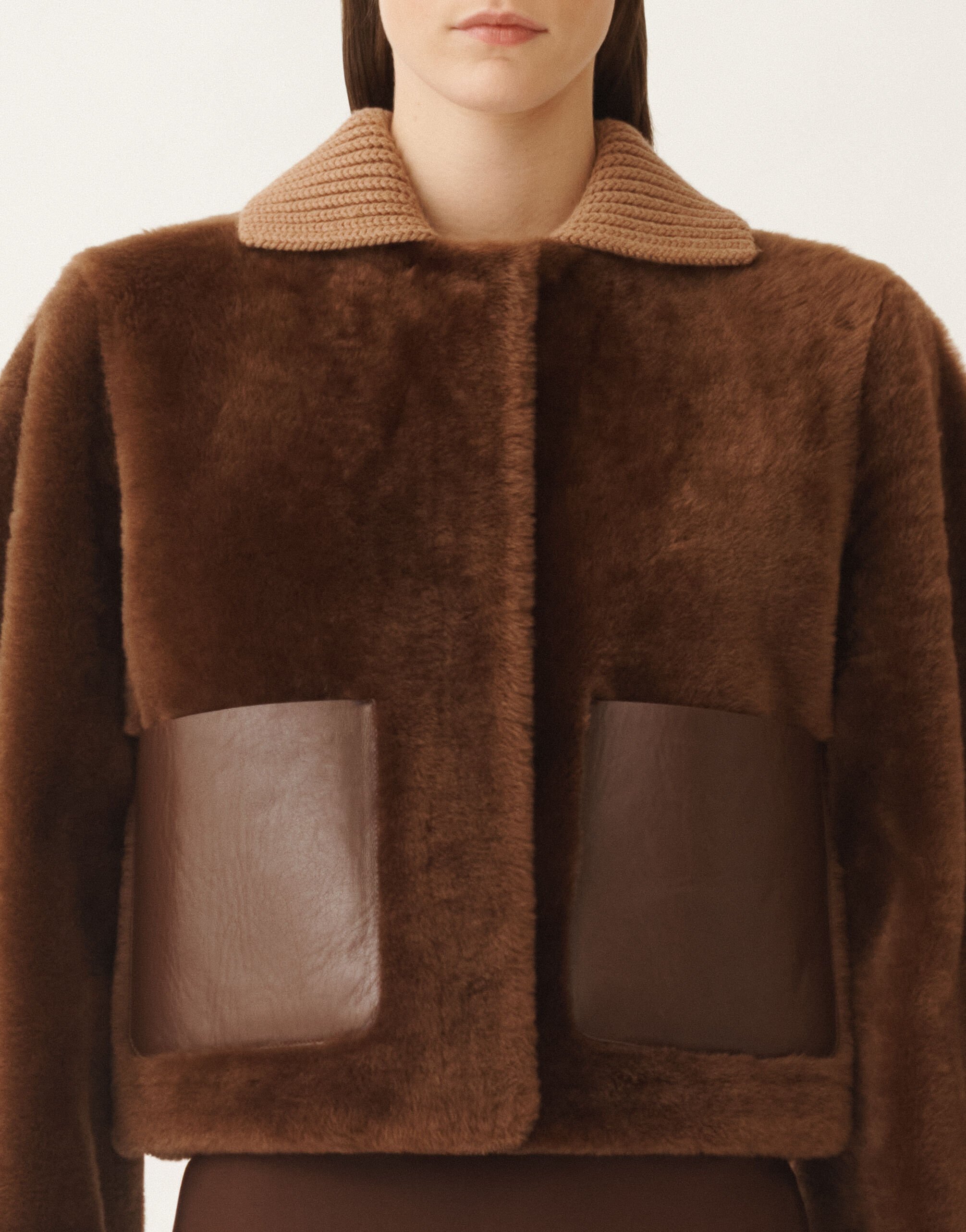 Shearling jacket, mahogany for Women | Fabiana Filippi®