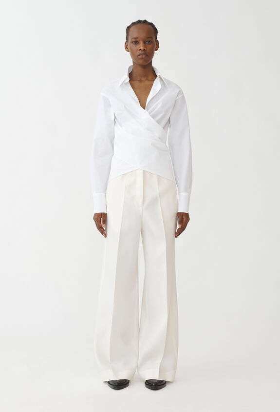 Fabiana Filippi POPLIN CROPPED SHIRT WITH CROSSED DETAIL OPTICAL WHITE CAD264F239D6500000