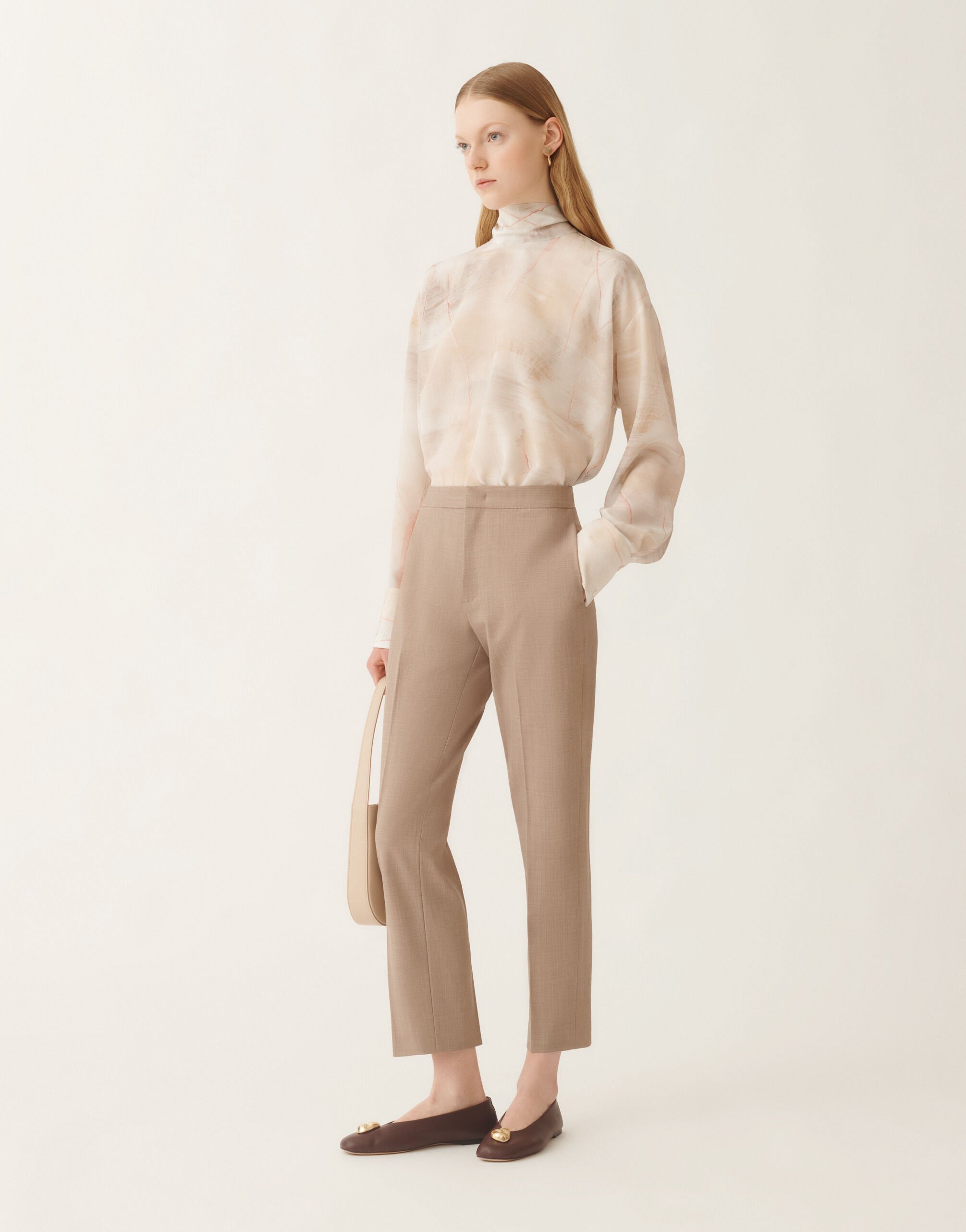 Fabiana Filippi Montefalco trousers in bi-stretch fresco wool, maple Beige PAD215F326L5230000