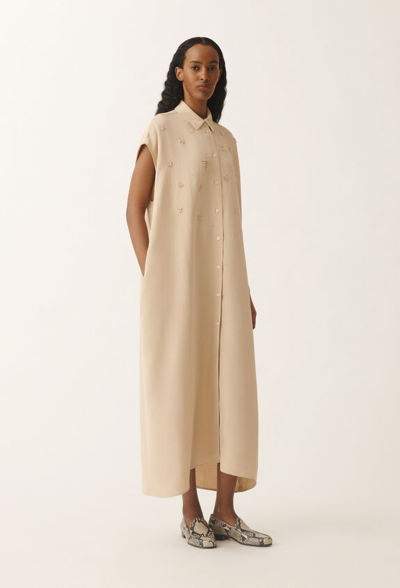 Fabiana Filippi Linen and viscose shirt dress, sand SAND ABD275F655L3720000