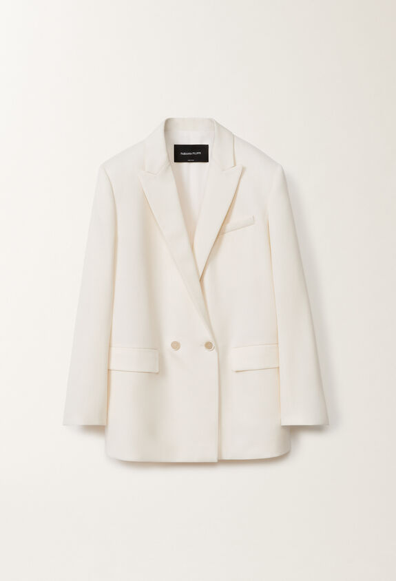 Fabiana Filippi Linen and viscose double-breasted jacket, white WHITE GCD275F412L3100000