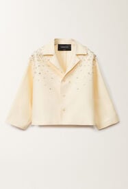 Fabiana Filippi Jacke aus Baumwolle und Mikado-Seide, vanillegelb VANILLE GCD275F232L3750000