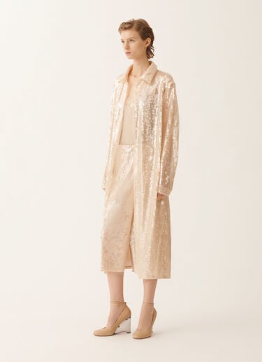 Fabiana Filippi Pencil skirt with water-effect sequins, nude Beige GND266F414L7930000