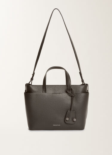 Fabiana Filippi Große Handtasche aus genarbtem Leder, Schwarz Grau BGD215A850L8040000