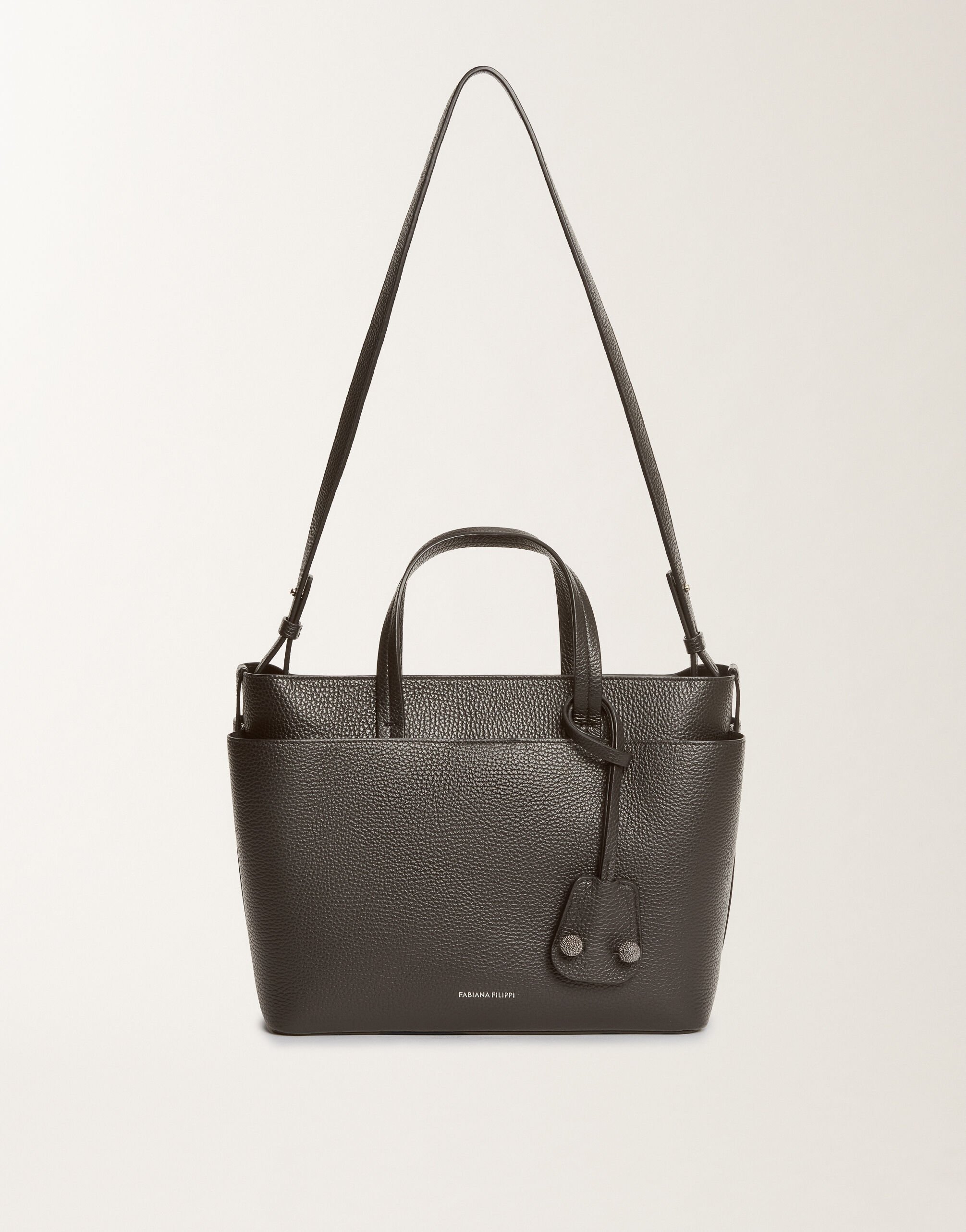 Fabiana Filippi Große Handtasche aus genarbtem Leder, Schwarz Grau BGD215A850L8040000