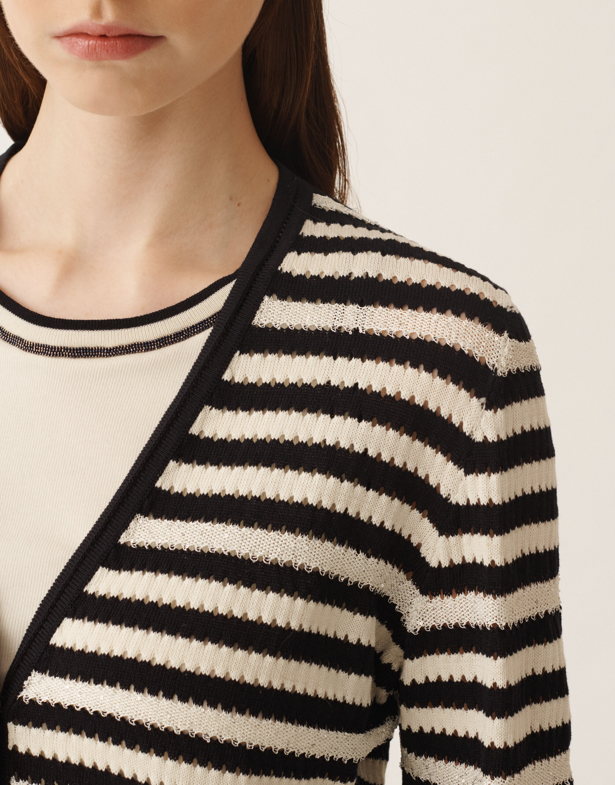 Fabiana Filippi Cardigan en coton biologique avec micro paillettes, beurre et bleu BLEU MINUIT MAD276F471M1660000