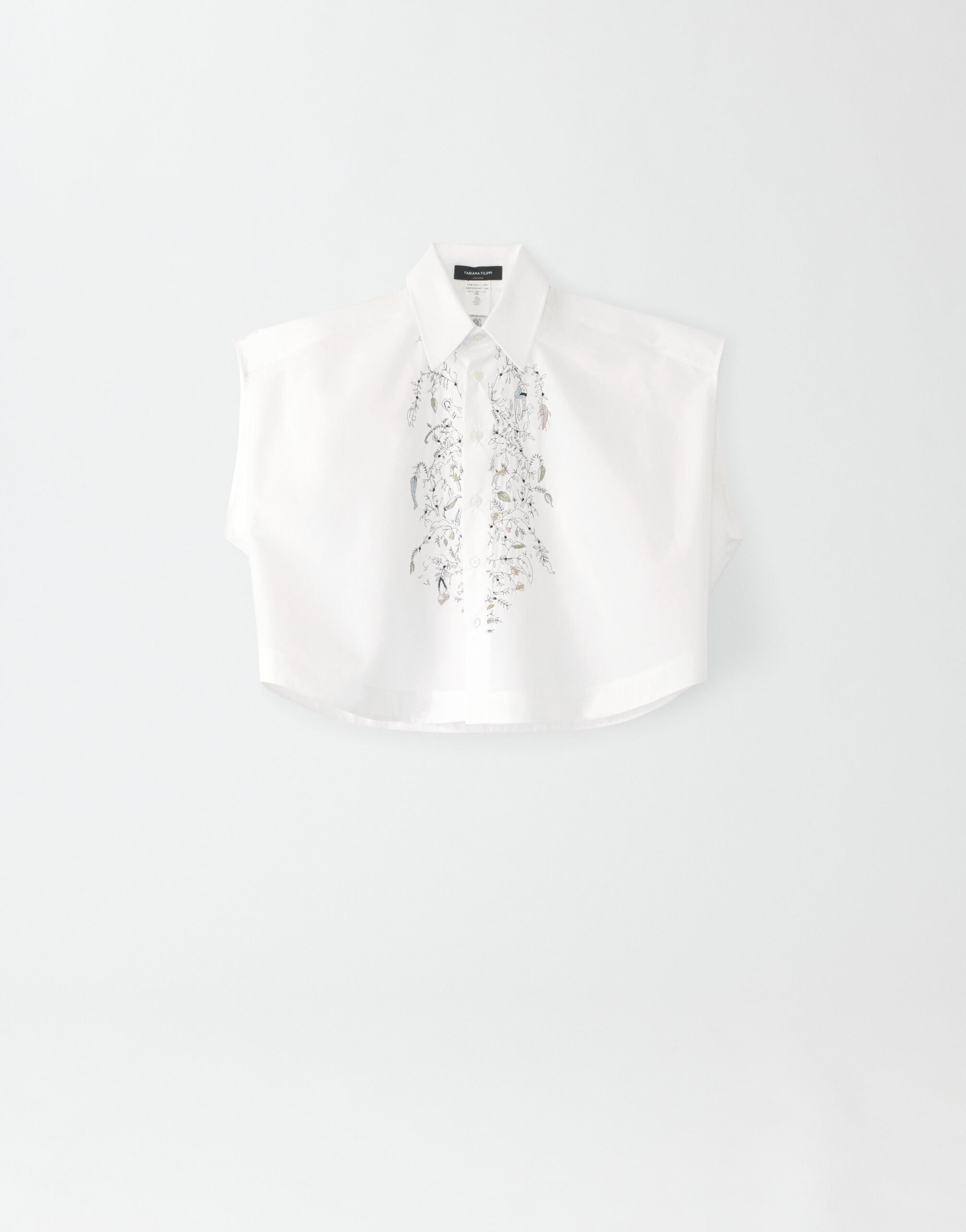 Fabiana Filippi SLEEVELESS POPLIN CROPPED SHIRT WITH FRONT EMBROIDERY PISTACHIO MAD274F338N8210000