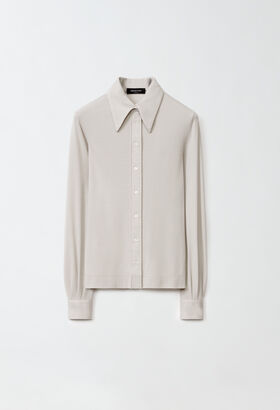 Fabiana Filippi Wool jersey shirt, fog YELLOW PLD265F280D7510000