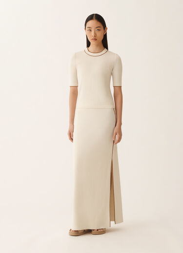 Fabiana Filippi Organic cotton T-shirt, butter and wicker BUTTER MAD276F544M1810000