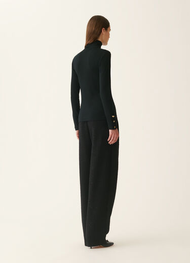 Ribbed cotton jersey turtleneck T-shirt, black Fabiana Filippi Ribbed cotton jersey turtleneck T-shirt, black Black JED226F554M4550000