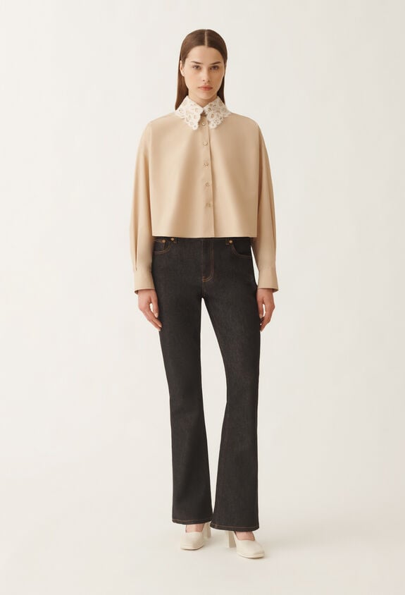 Fabiana Filippi Poplin cropped shirt, maple BEIGE CAD215F313L5710000