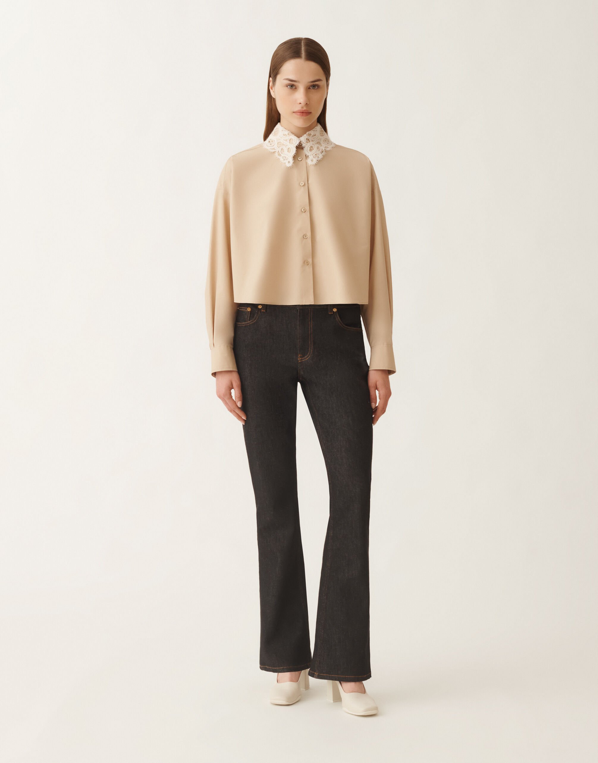 Fabiana Filippi Poplin cropped shirt, maple BEIGE CAD215F313L5710000