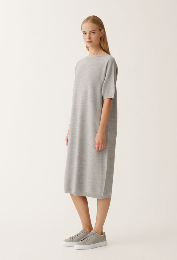 Fabiana Filippi BRILLIANT COTTON SHORT SLEEVE BOATNECK KNIT DRESS GREY ABD265F467L2330000