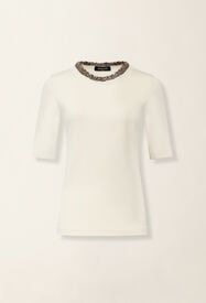 Fabiana Filippi Camiseta en jersey de algodón acanalado, mantequilla Mantequilla JED216F111M3370000